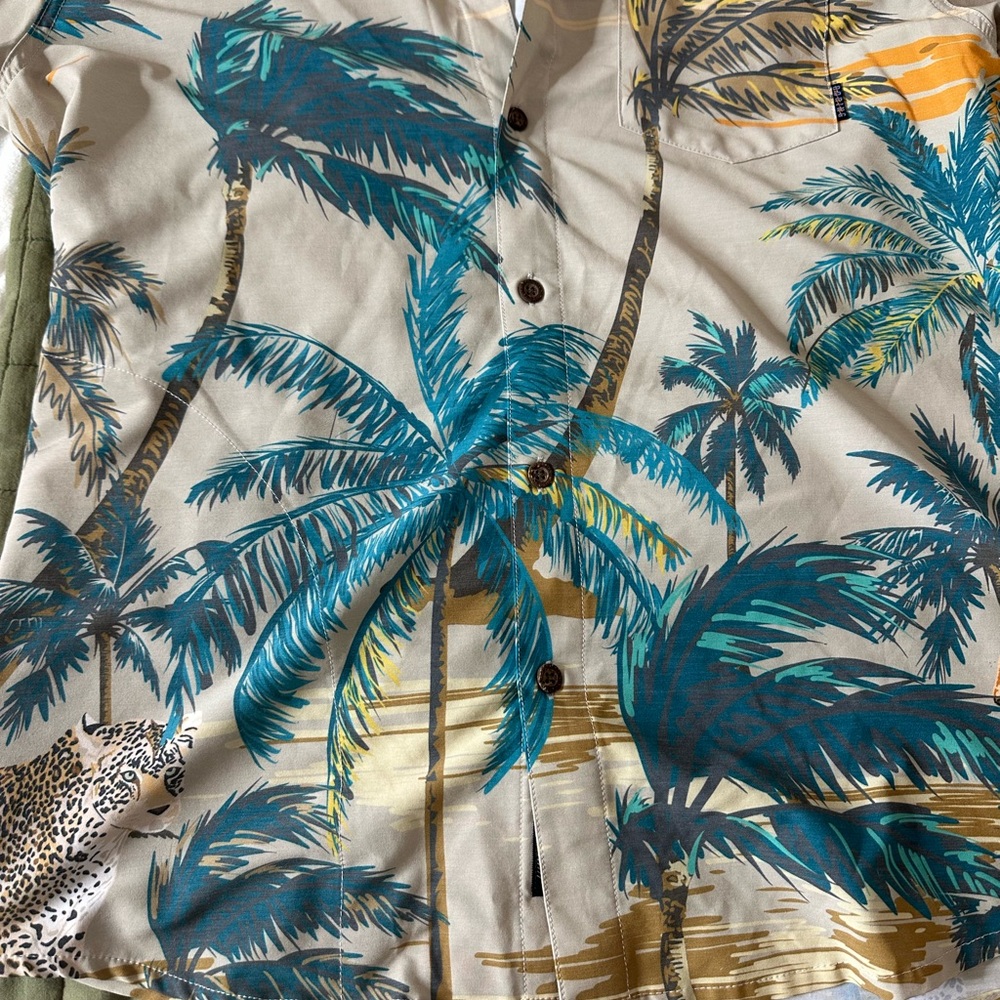 Men's Tropical Print Casual Button Down Shirt - Multicolor - Picture 3 of 4